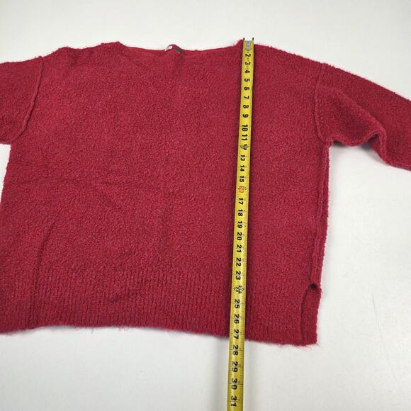Free People Sweater Womens Small Red Boucle Knit Boat Neck Oversized Pullover - Picture 10 of 16